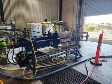 The assembled pilot equipment and pipework mounted on a metal skid.