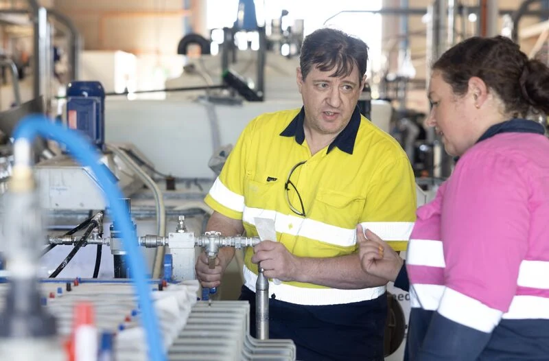 Hydrophis team members beside the pilot equipment at Adelaide