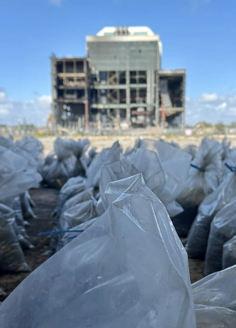 Bagged ash samples collected for material characterisation